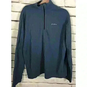 Eddie Bauer Mens Size TL Blue Quarter Zip Pullover